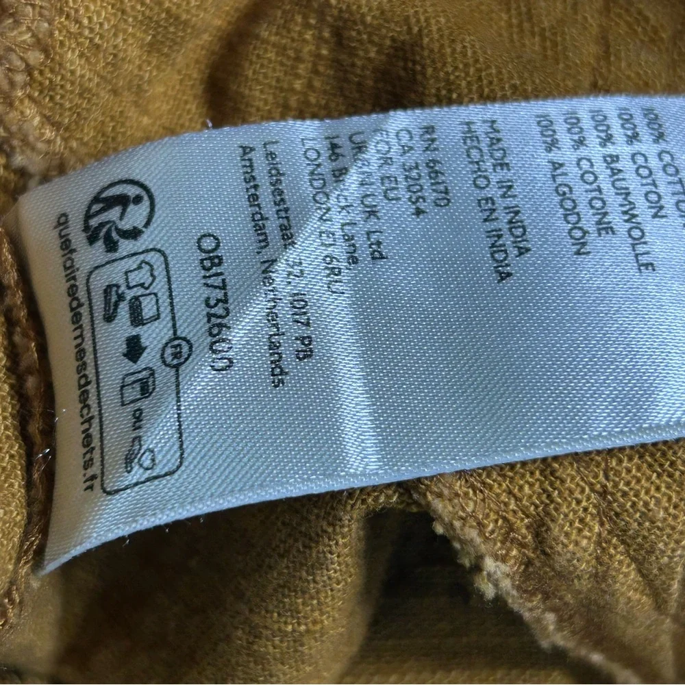 Free People Smocked Bandeau Tube Top Boho Mustard Linen Blend Strapless  S